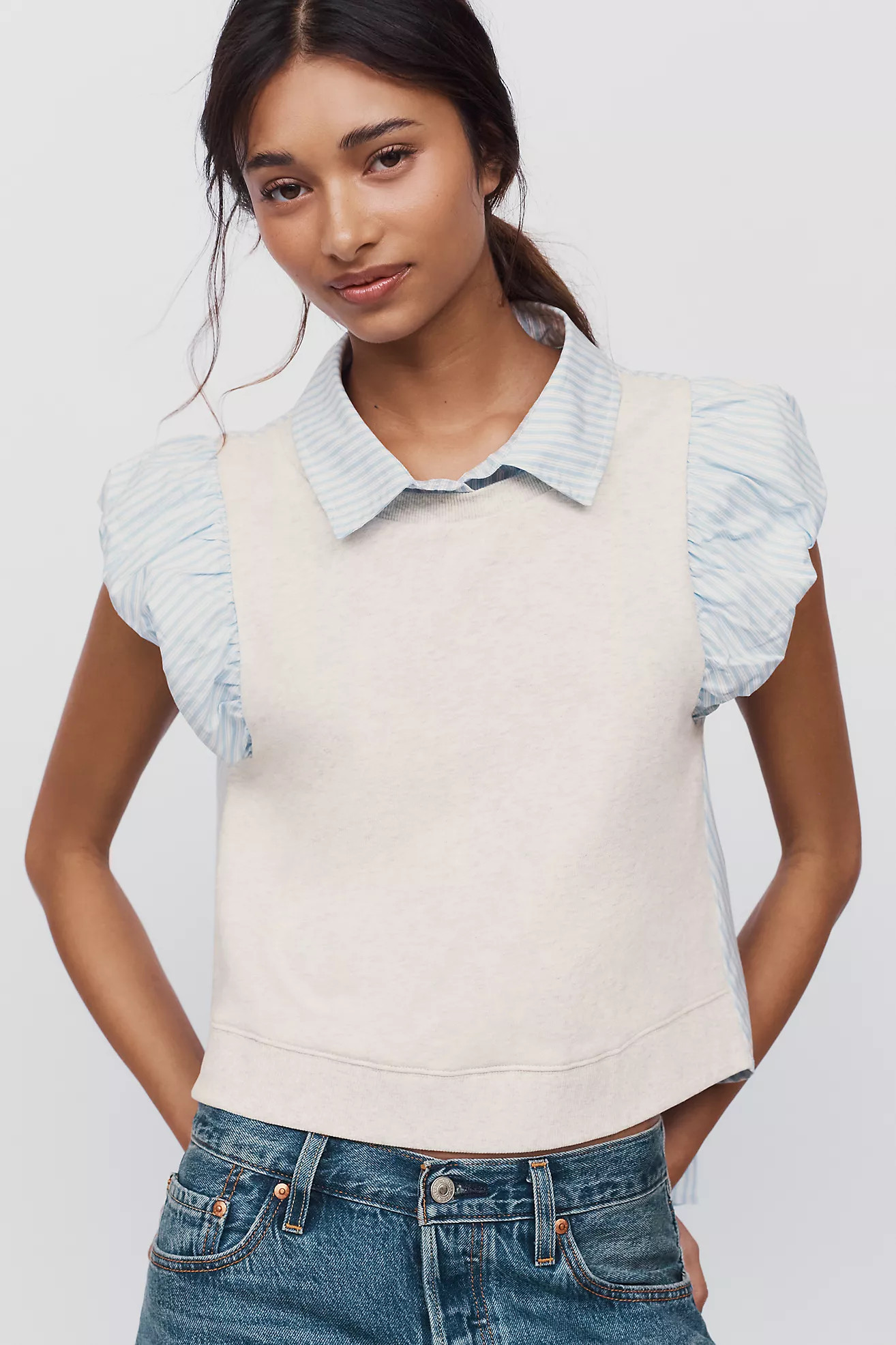 Maeve 100% Cotton Twofer Shirt | Anthropologie (US)