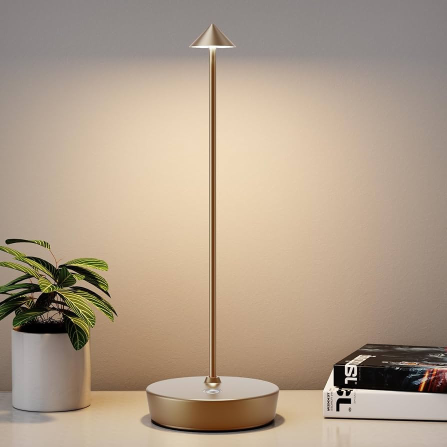 Rechargeable Cordless Table Lamp, Portable Powered LED Battery 6000mAh Metal USB Desk Lamp, 3 Lev... | Amazon (US)