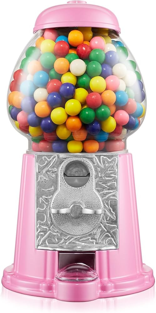 Olde Midway 12" Gumball Machine with Glass Globe and Metal Base - Pink, Vintage-Style Bubble Gum ... | Amazon (US)