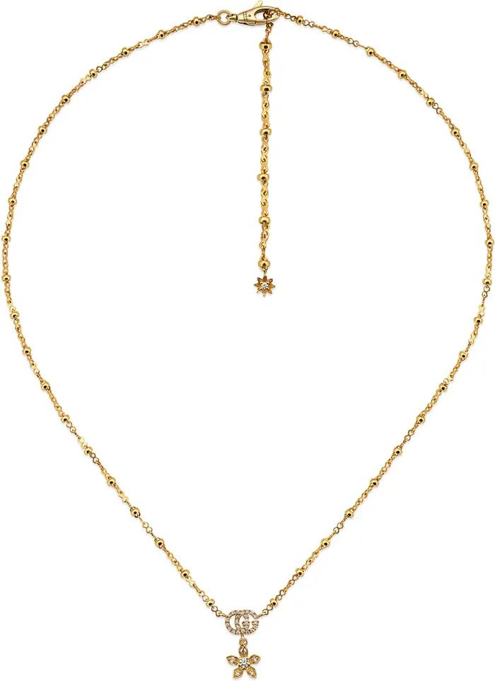 Flora Double-G Diamond & 18K Gold Necklace | Nordstrom