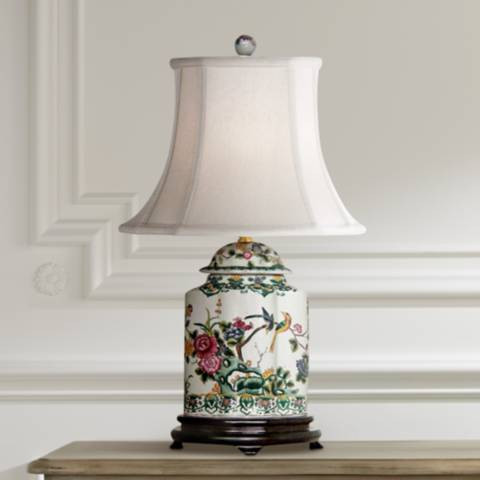 Vibrant Floral Garden 23" High Scalloped Tea Jar Porcelain Table Lamp | Lamps Plus
