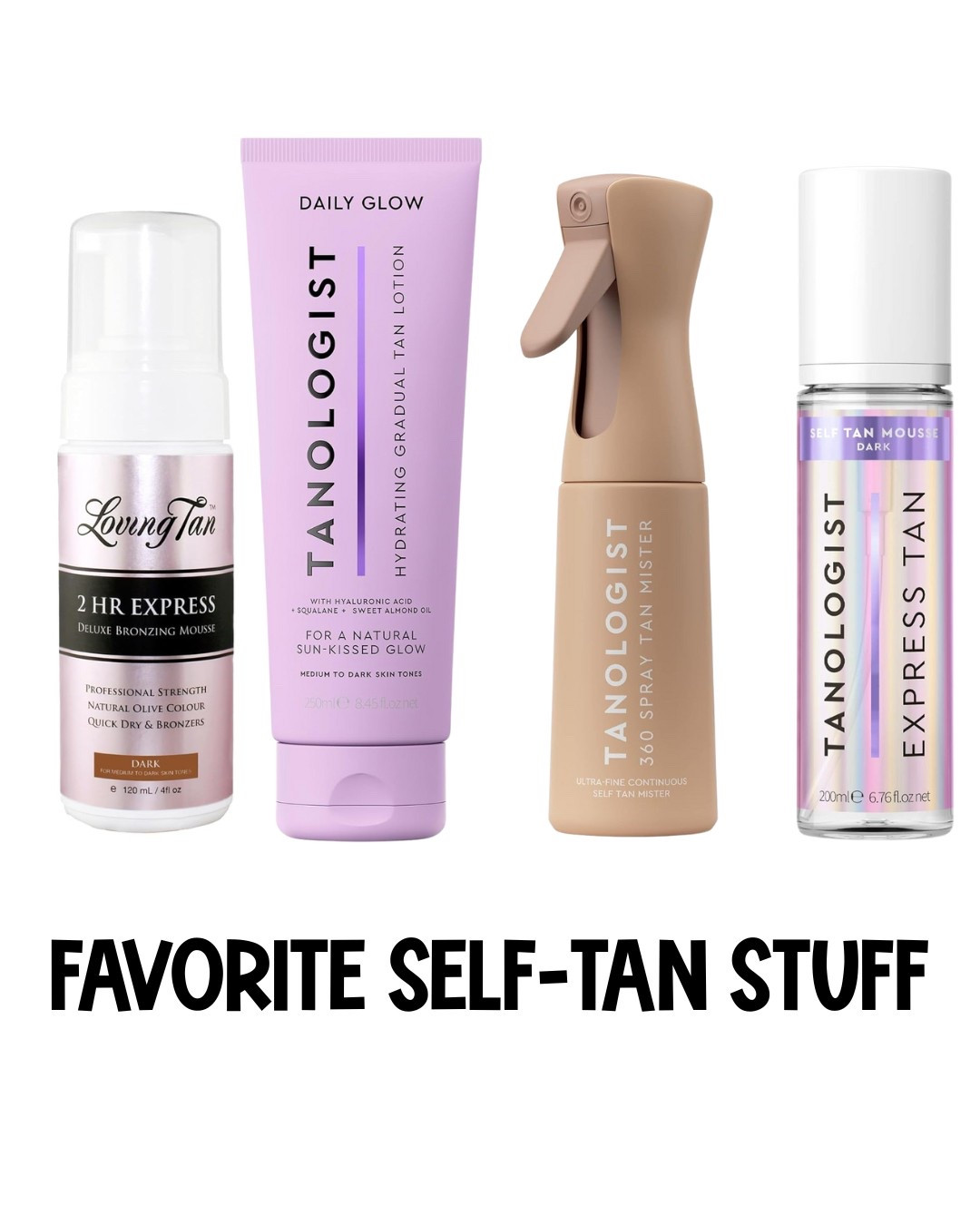 My favorite self tan stuff! I put the kitsch bottle bc you can’t get tanologist on Amazon. 