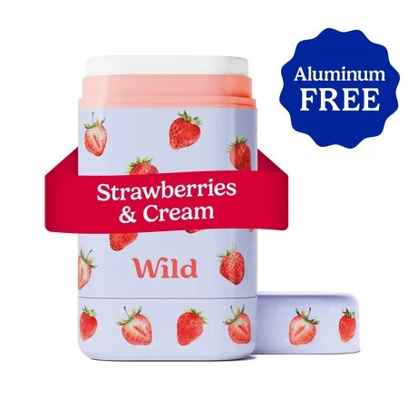 Wild Refillable Deodorant Starter Pack – Aluminum Free. Strawberry Case + Strawberries & Cream Refill, for Women and Men, 1.4oz | Walmart (US)