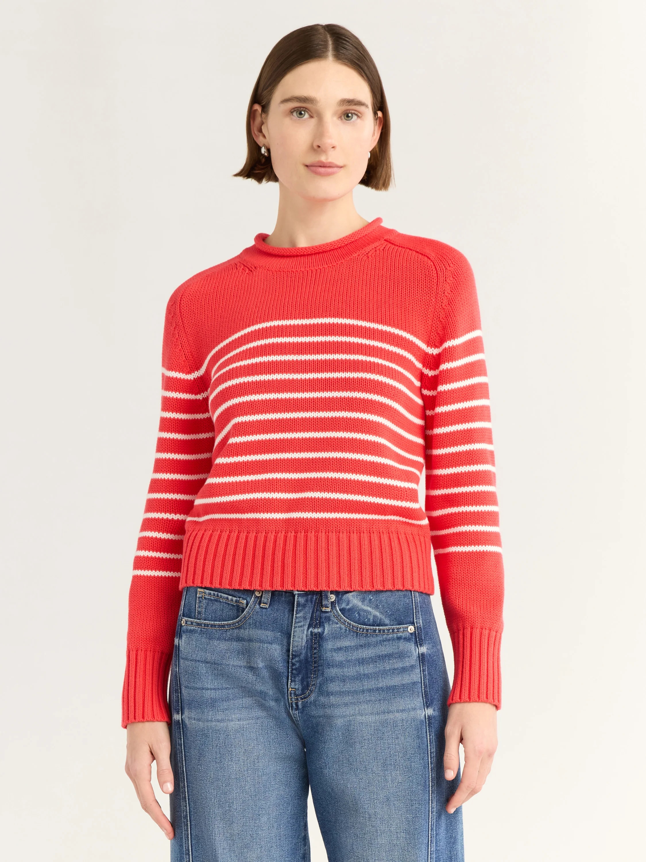 Free Assembly Women's and Women's Plus Cotton Saddle Shoulder Sweater with Long Sleeves, Sizes XS... | Walmart (US)