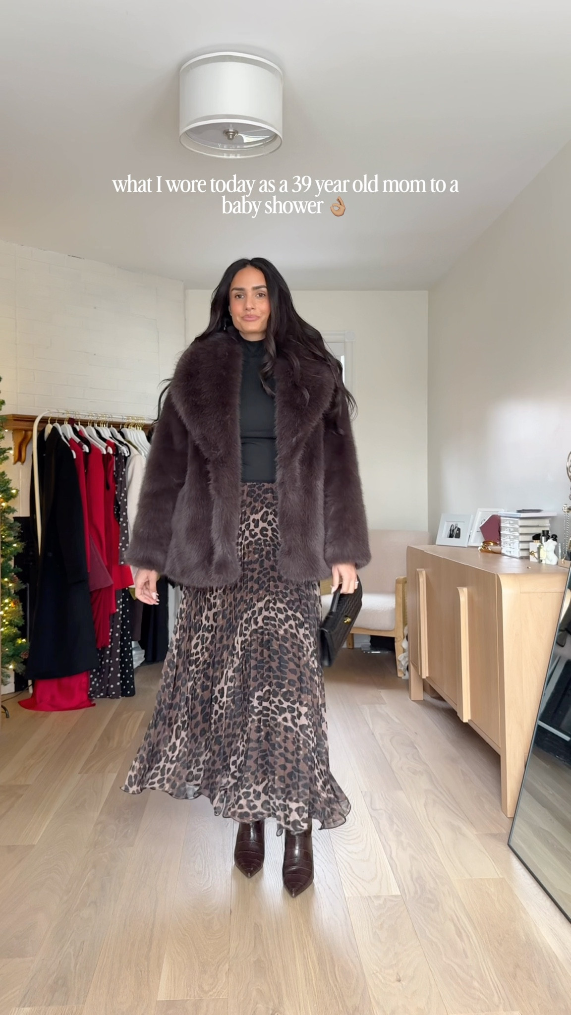 Wearing a small skirt 
Small turtleneck 
Large coat will link similar options 

#LTKcanada #LTKwinter #LTKpartywear