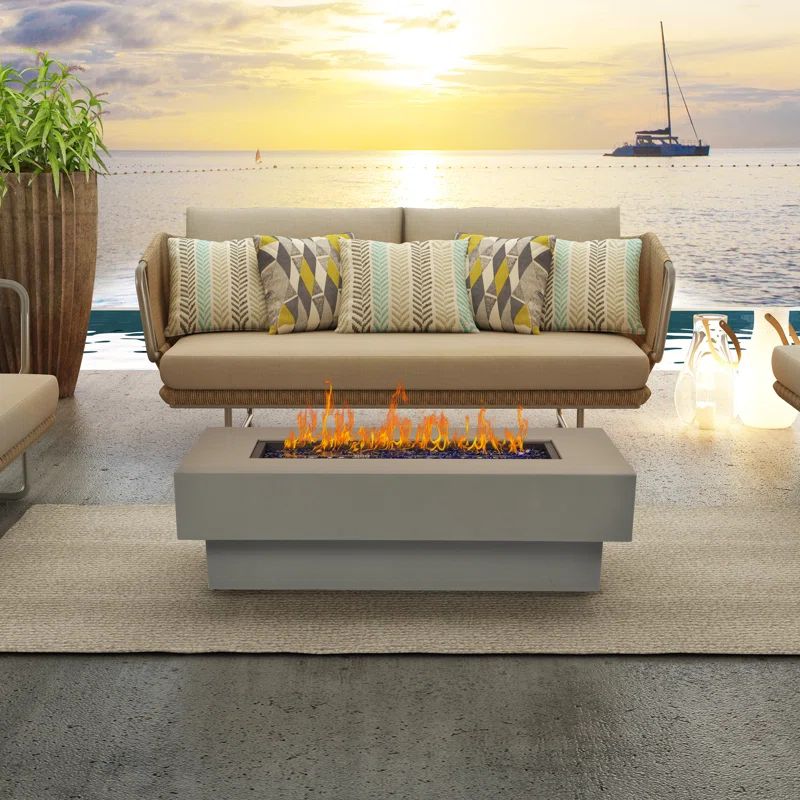 Akida 14.5'' H x 48'' W Steel Propane Outdoor Fire Pit Table with Lid | Wayfair North America