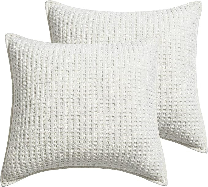 Levtex home - Mills Waffle - Euro Sham (Set of Two) - Cream - Sham Size (26 x 26in.) | Amazon (US)