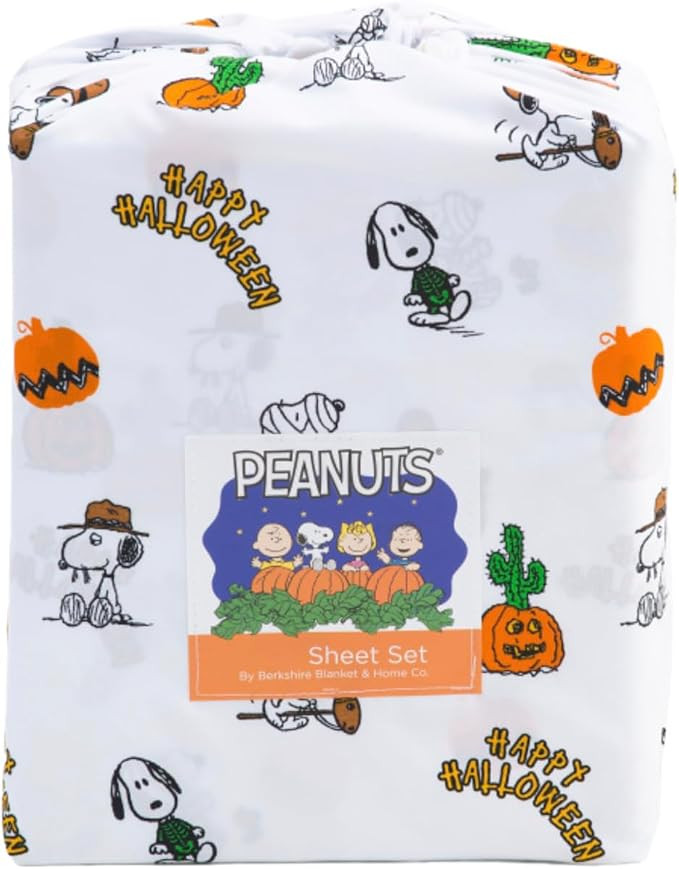 Berkshire Blanket Peanuts Halloween Fall Themed Sheet Sets (Happy Halloween, King) | Amazon (US)