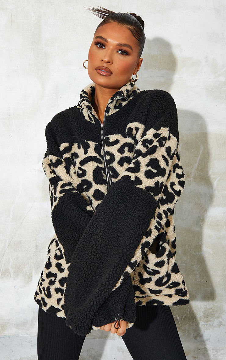 Leopard Print Teddy Jacket | PrettyLittleThing UK