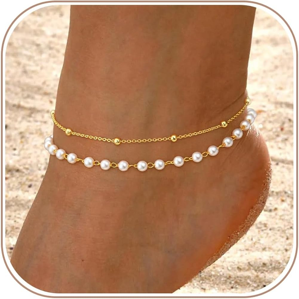 Gold Ankle Bracelets for Women, Dainty 14K Gold Plated Anklets for Women Waterproof Cuban Link Ch... | Amazon (US)