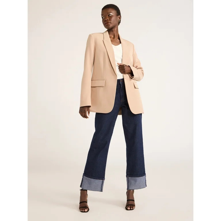 Scoop Women's Ultimate Crepe One Button Suit Blazer, Sizes XS-XXL | Walmart (US)