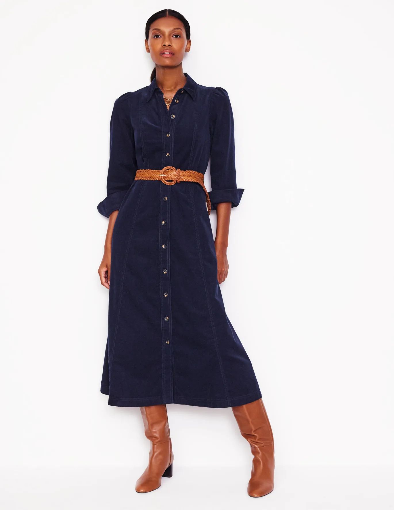 Aubrey Cord Midi Shirt Dress | Boden (US)