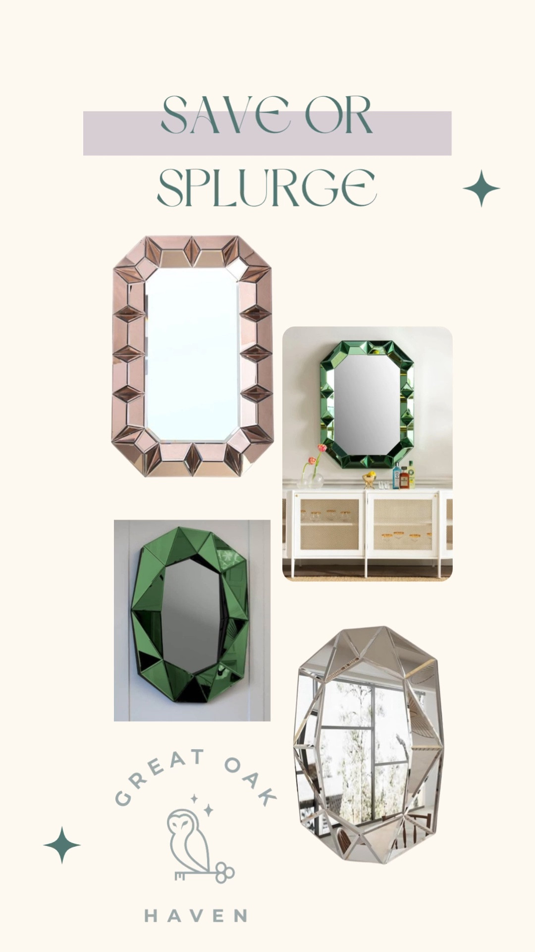 💎 These gems are a HUGE range of prices 

🪞 can you guess which mirrors are the splurge & which are the save?! 

👀 tap below to see! & save them for the upcoming summer sales so you will get a notification in your LTK app when the price drops in the coming weeks! 

✨🙌✨

#LTKSaleAlert #LTKHome #LTKSummerSales