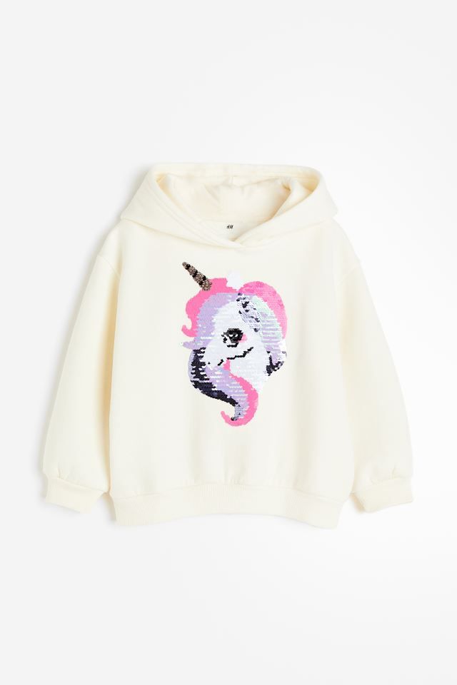 Printed Hoodie - Cream/unicorn - Kids | H&M US | H&M (US + CA)