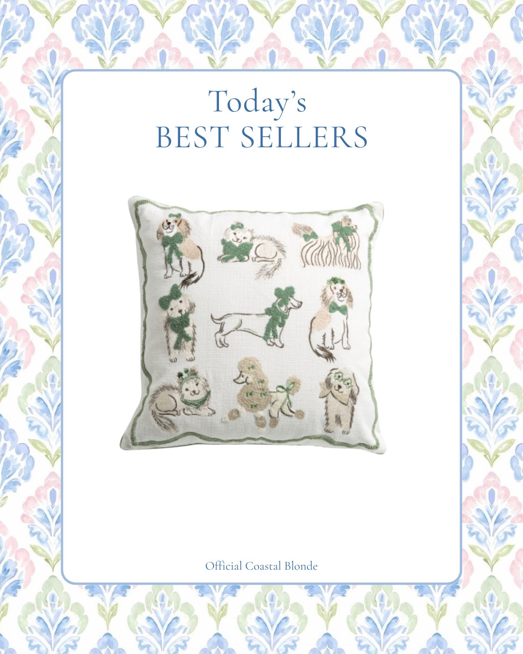 Green and white dog pillow 
Pillow 
Home decor 
Living room 
Bedroom 


#LTKHome