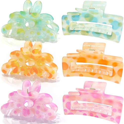 Cician Hair Claw Clips for Women Girls,6PCS Beach Hair Accessories,Cute Claw Clips for Thick Thin Hair Stuff,Big Womens Hair Clips for Hair Claws,Summer Essentials Hair Clups (multicolored) | Amazon (US)