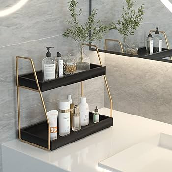 ZGO 2-Tier Bathroom Counter Organizer, Wood Bathroom Organizer Countertop Vanity Organizer Bathro... | Amazon (US)