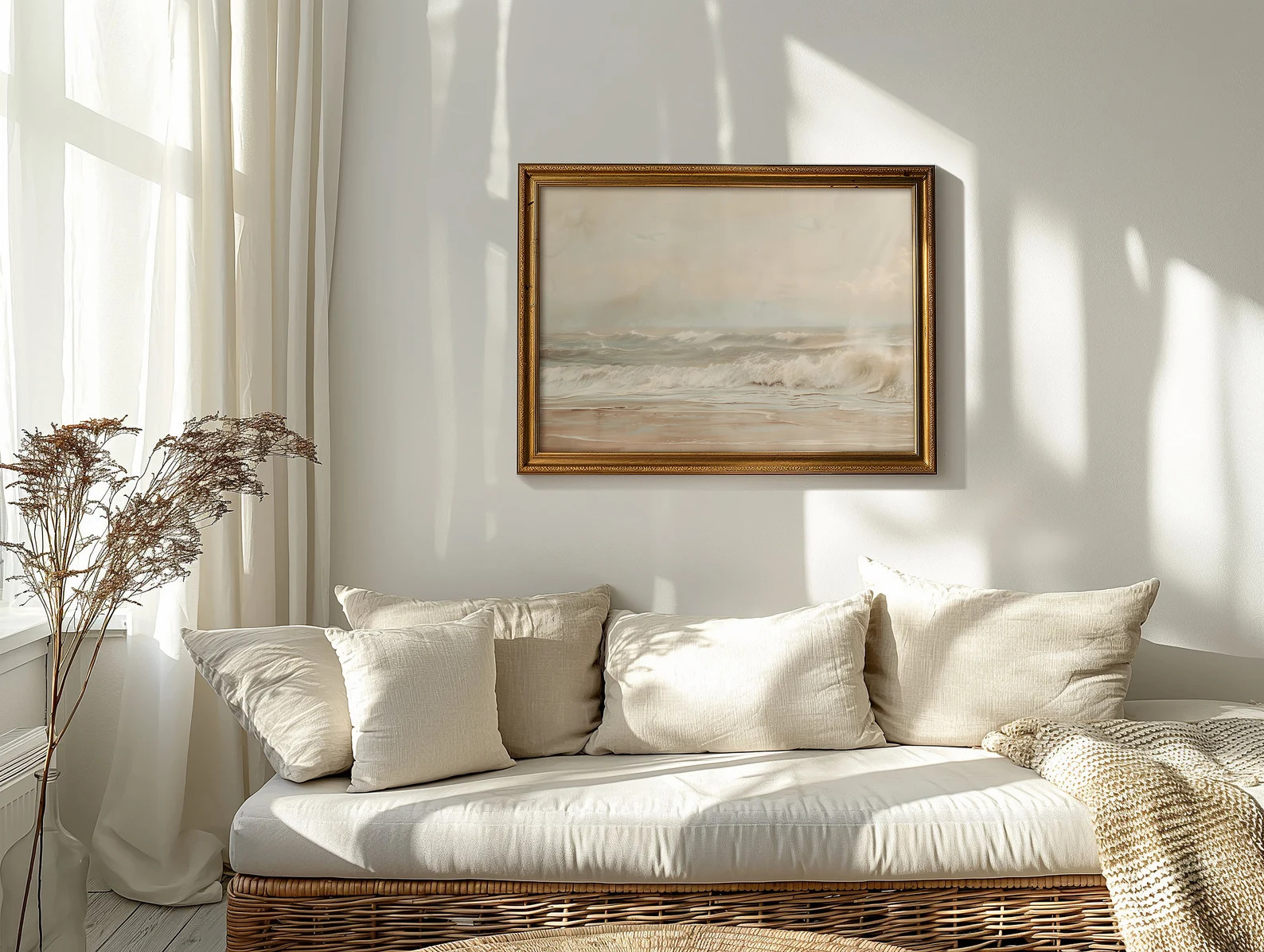 Classic Coastal Art, Ocean Oil Painting Landscape, Neutral Beach Print, Classic Beach Painting, B... | Etsy (US)