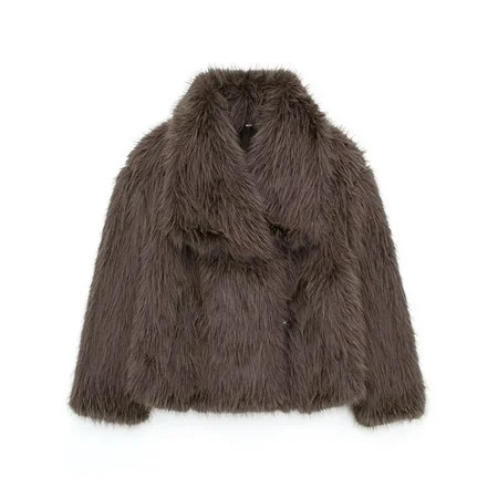 Rdhnmea Women Faux Fur Coat Long Sleeve Lapel Collar Warm Winter Outwear Fluffy Faux Fur Parka Jacket Streetwear | Walmart (US)