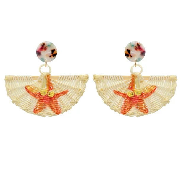 Amrita Singh Resin and Woven Rattan Fan Earring with Starfish Design | Walmart (US)