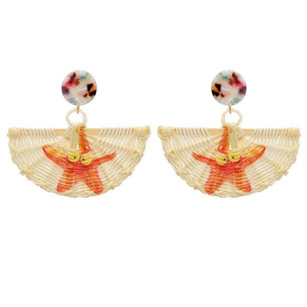 Amrita Singh Resin and Woven Rattan Fan Earring with Starfish Design | Walmart (US)