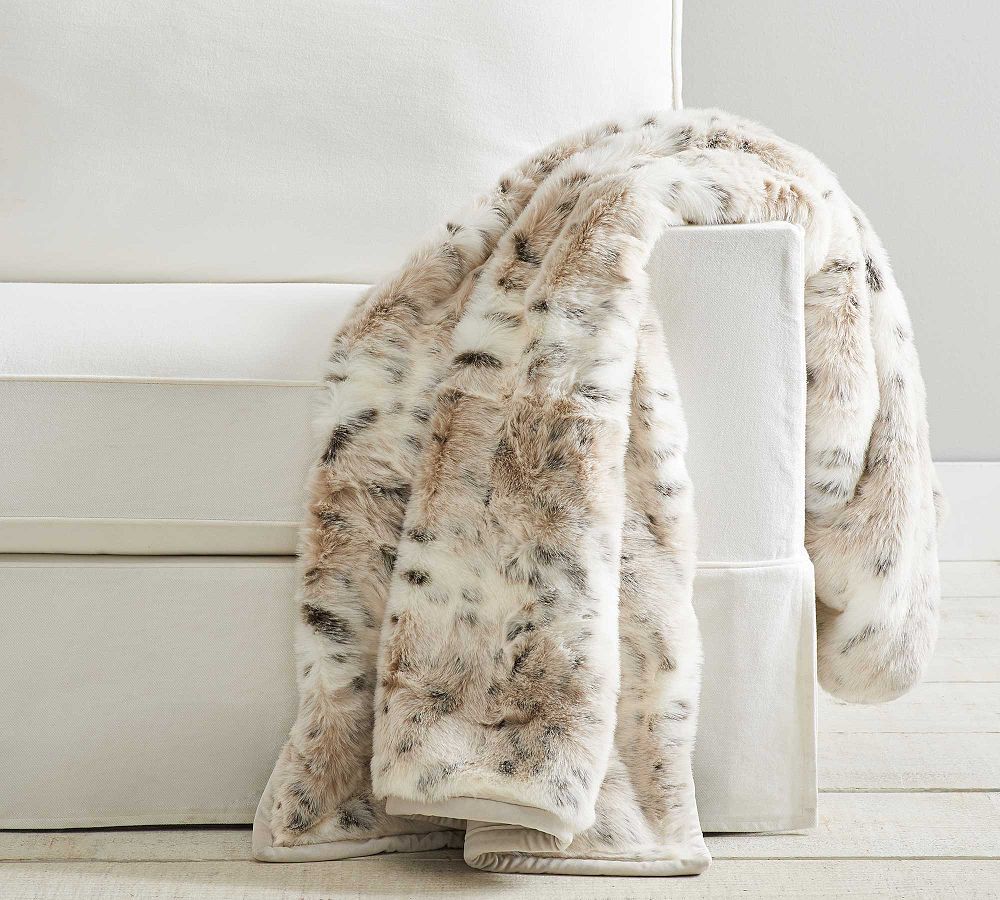 Faux Fur Snow Leopard Throw | Pottery Barn (US)