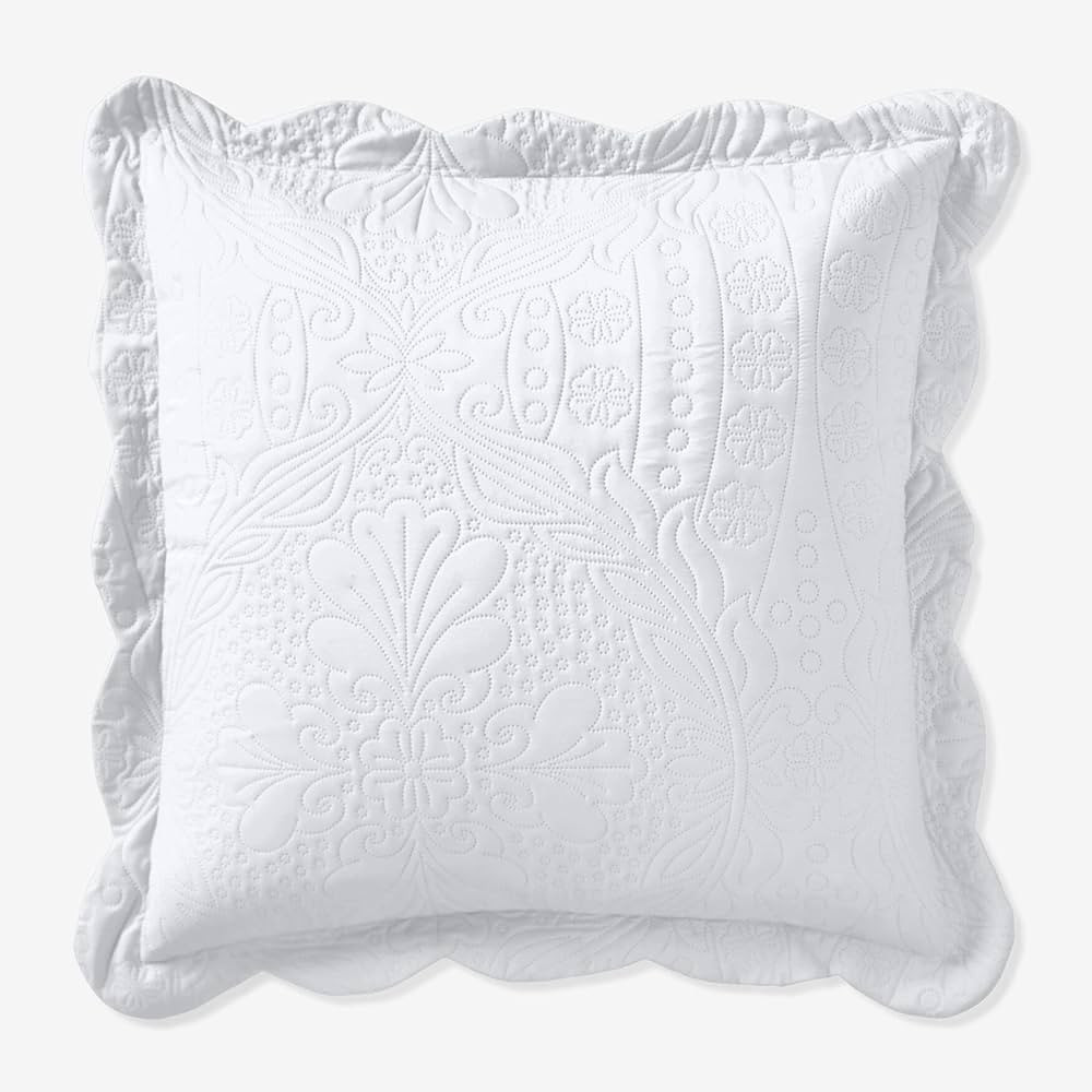 BrylaneHome Lily Pinsonic Damask Euro Sham - White | Amazon (US)