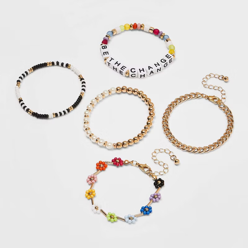 Girls' 5pk 'Be The Change' Bracelet Set - art class™ | Target