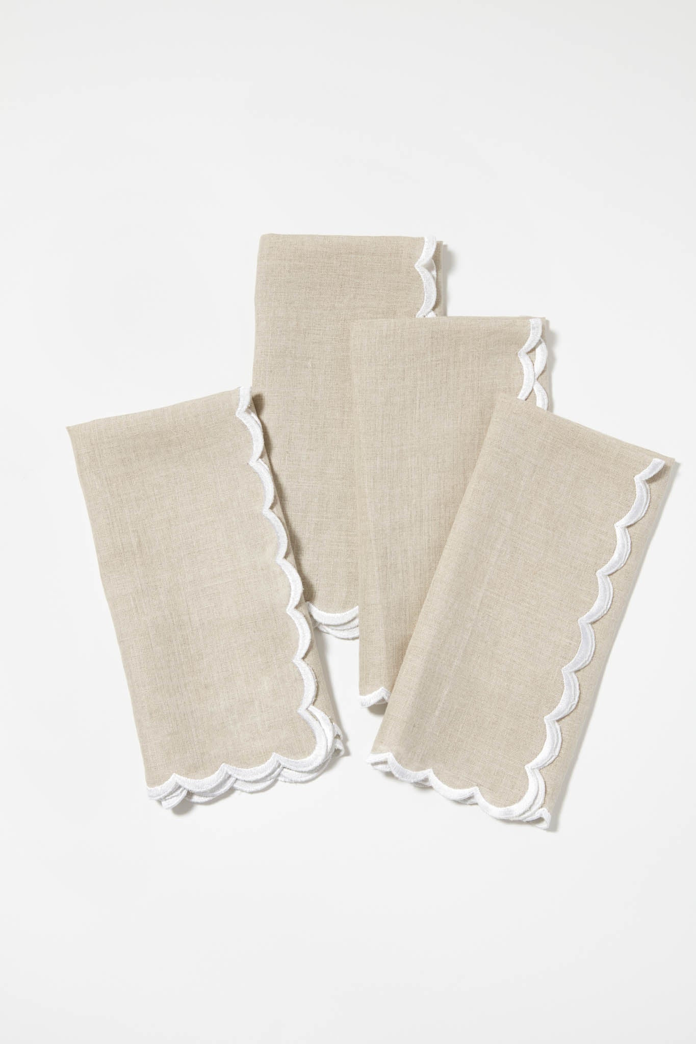 Sand and White Embroidered Linen Napkins Set of 4 | Tuckernuck (US)