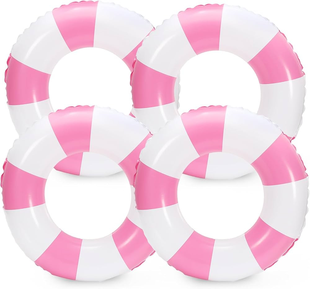 Whaline 4Pcs Inflatable Swimming Float Toys Classic Striped Swim Rings Fun Prints Pool Loungers T... | Amazon (US)