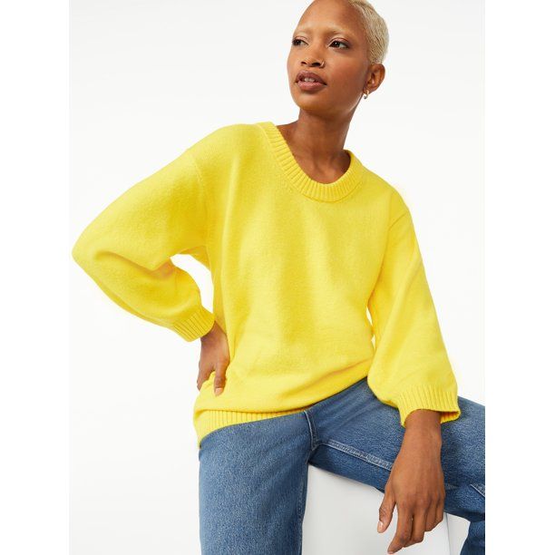Free Assembly Women's U Neck Tunic Sweater - Walmart.com | Walmart (US)