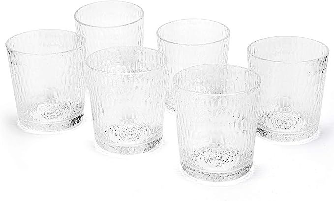 Mixed Drinkware 15-ounce Plastic Tumbler Acrylic Glasses with Honeycomb Design, set of 6 Clear | Amazon (US)