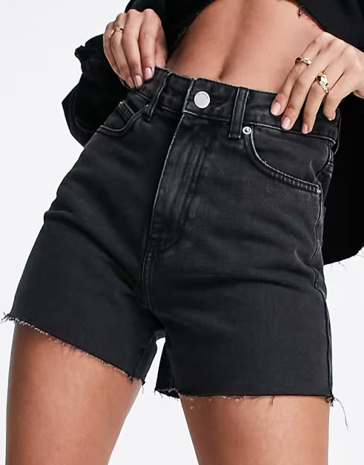 Dr Denim Nora sky high denim mom shorts in washed black | ASOS (Global)