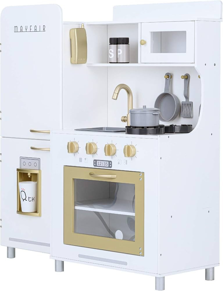 Teamson Kids Little Chef Mayfair Classic Kids Kitchen Playset with 11 Accessories, White/Gold | Amazon (US)