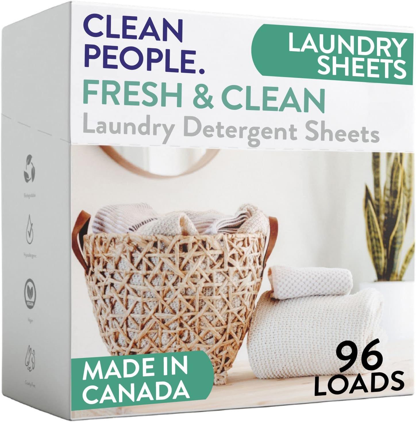 Clean People Laundry Detergent Sheets - Plant-Based, Hypoallergenic Laundry Soap - Ultra Concentr... | Amazon (US)