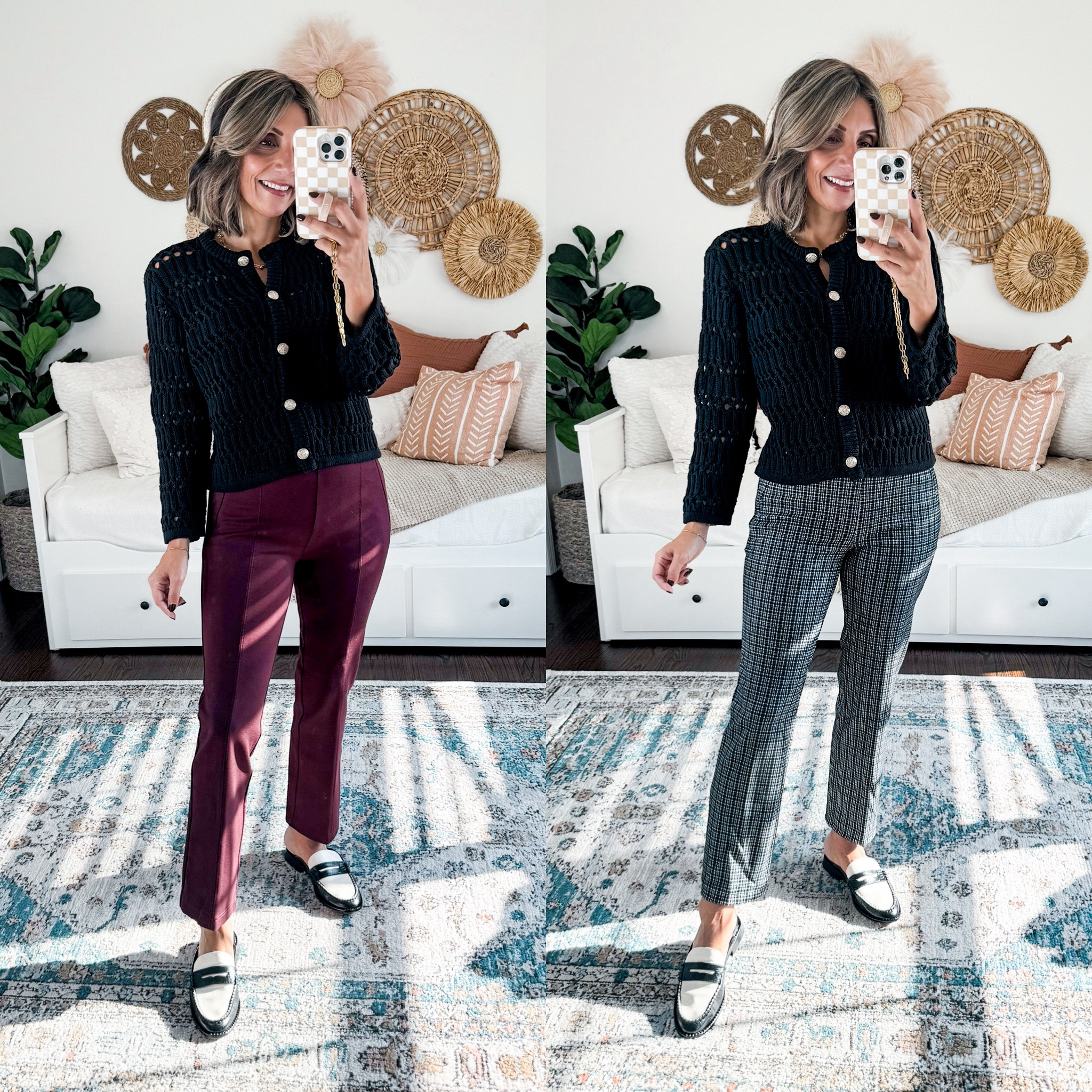 Loft workwear 
Teacher outfit 
Burgundy straight pants 
Plaid straight pants size xs in both 


#LTKOver40 #LTKWorkwear #LTKFindsUnder100