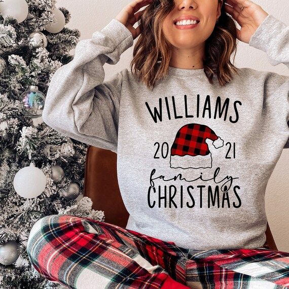 Buffalo Plaid Christmas Sweatshirt  Custom Family Name | Etsy | Etsy (US)