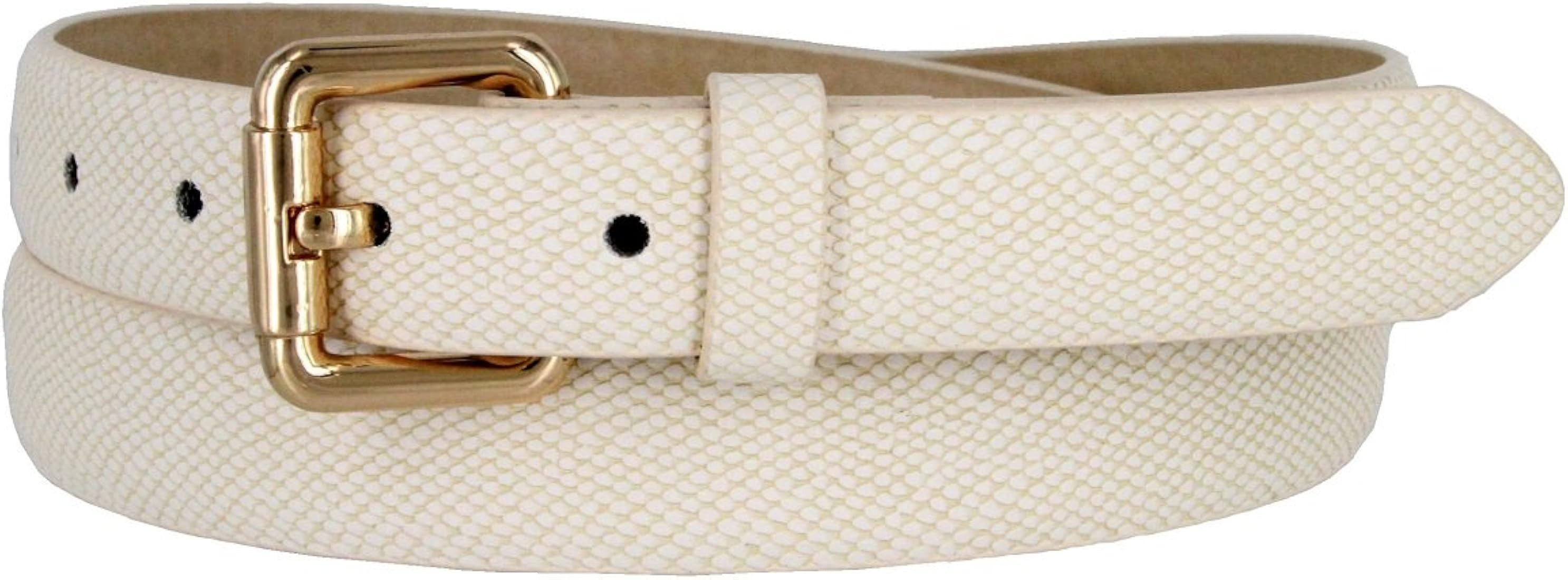 Skinny Women's Snakeskin Embossed Leather Casual Dress Fashion Belt 1" 7085 | Amazon (US)