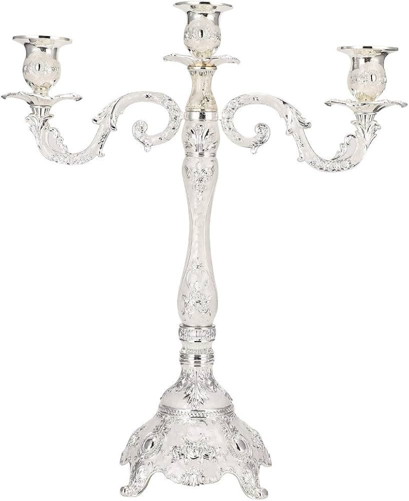 3 Arms Metal Candle Holder, 17 inch Tall Vintage Candelabra Candle Holder European Style Candlest... | Amazon (US)