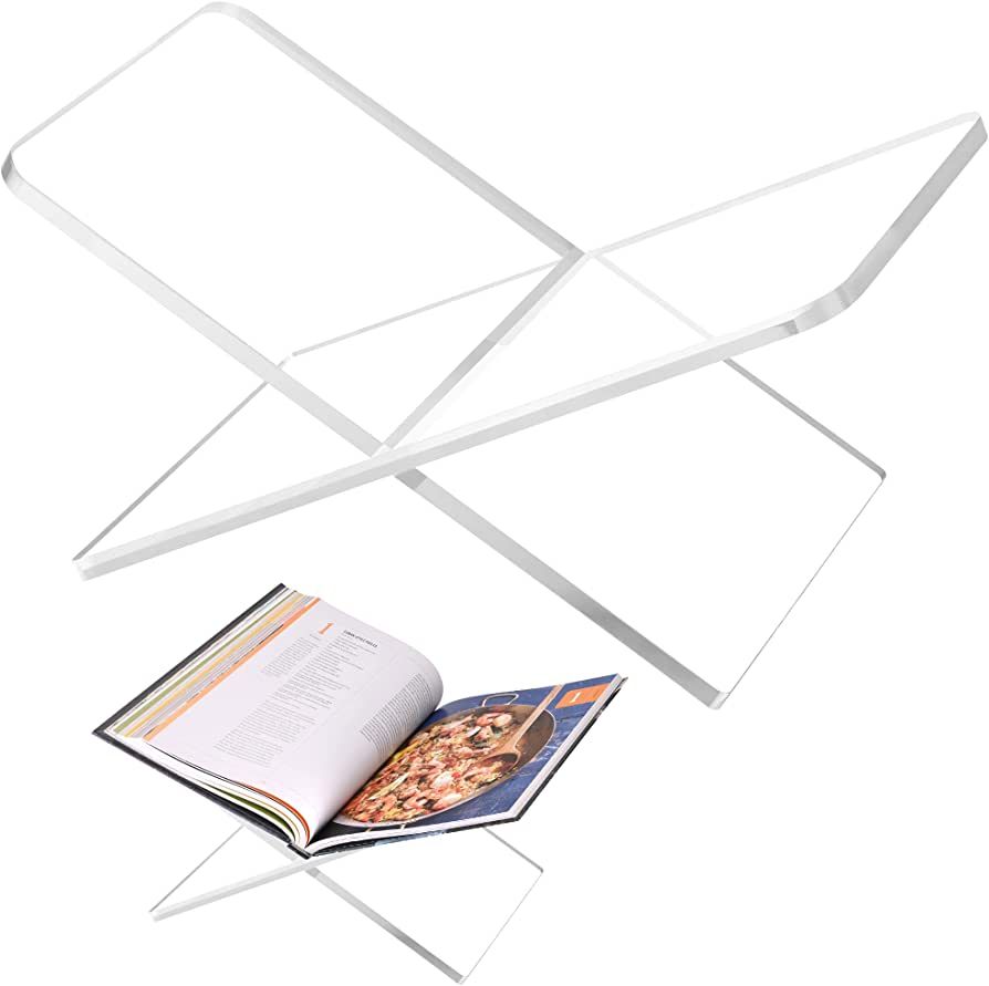 Acrylic Book Holder 11 x 7 x 6 in Open Large Book Display Stand for Cookbook Art Book Bible Guest... | Amazon (US)