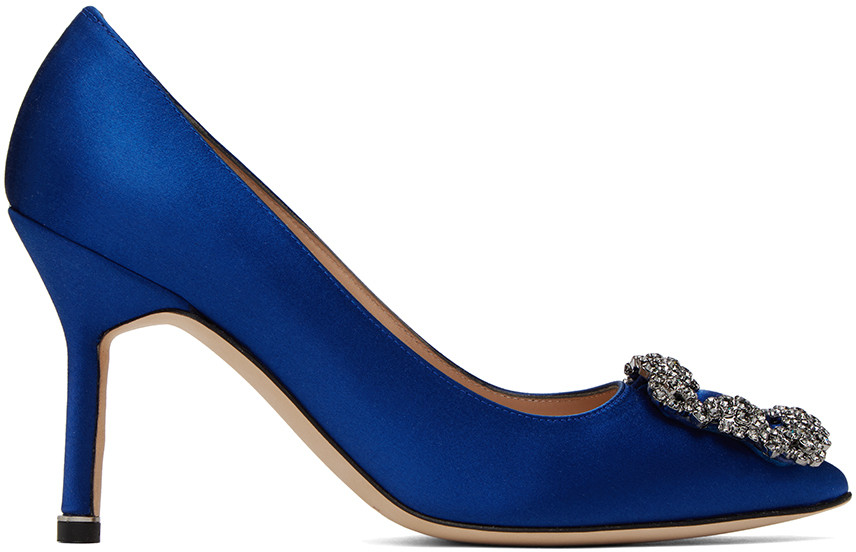 Manolo Blahnik Blue Hangisi Heels | SSENSE