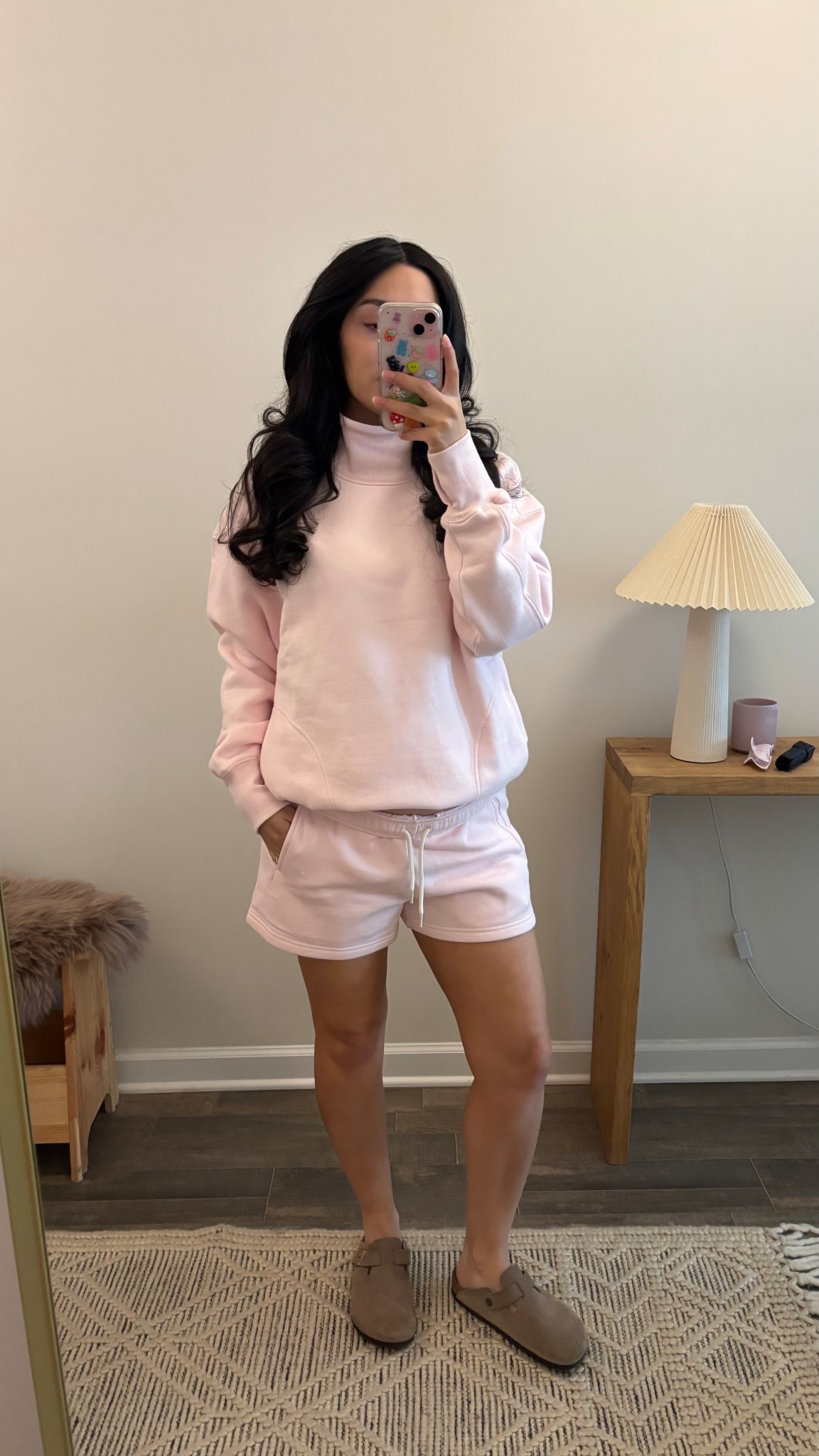 Comfy casual pink outfit @Aerie 
Cloud fleece mock neck sweatshirt (xs)
Cloud fleece shorts (s)

#LTKBump #LTKPetite