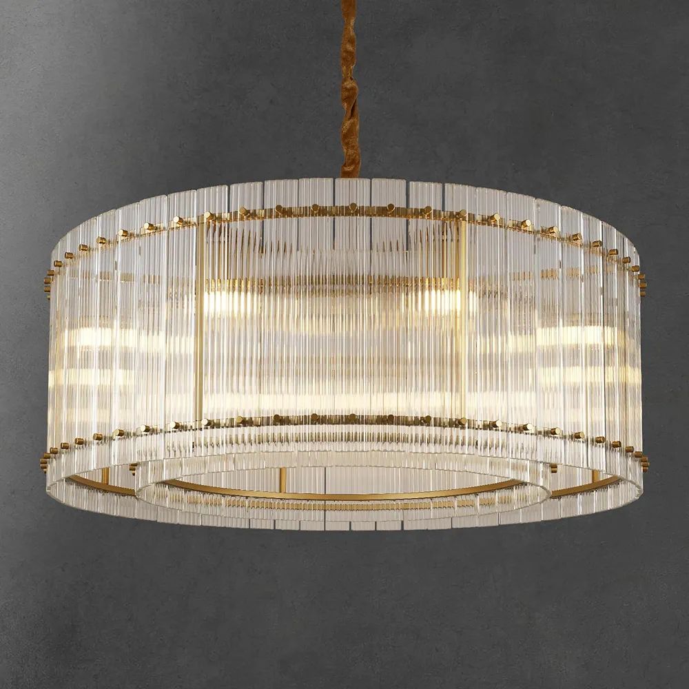 Modern 37" Gold Round Chandelier Fixture,Water Ripple Glass Chandeliers for Dining Room,Farmhouse... | Amazon (US)
