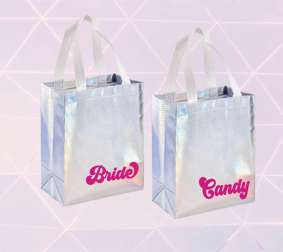 Last Disco Retro Bachelorette Holographic Gift Bag Bachelorette Party Bag, Bridesmaids Groovy Gif... | Etsy (US)