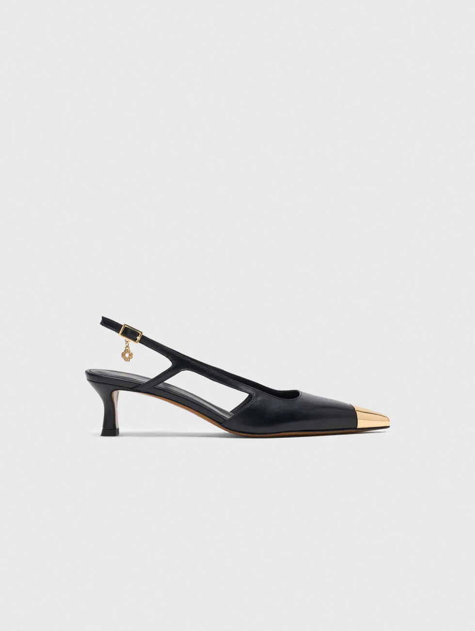 Smooth leather slingback pumps Black / Gray for Women | Maje | Maje US