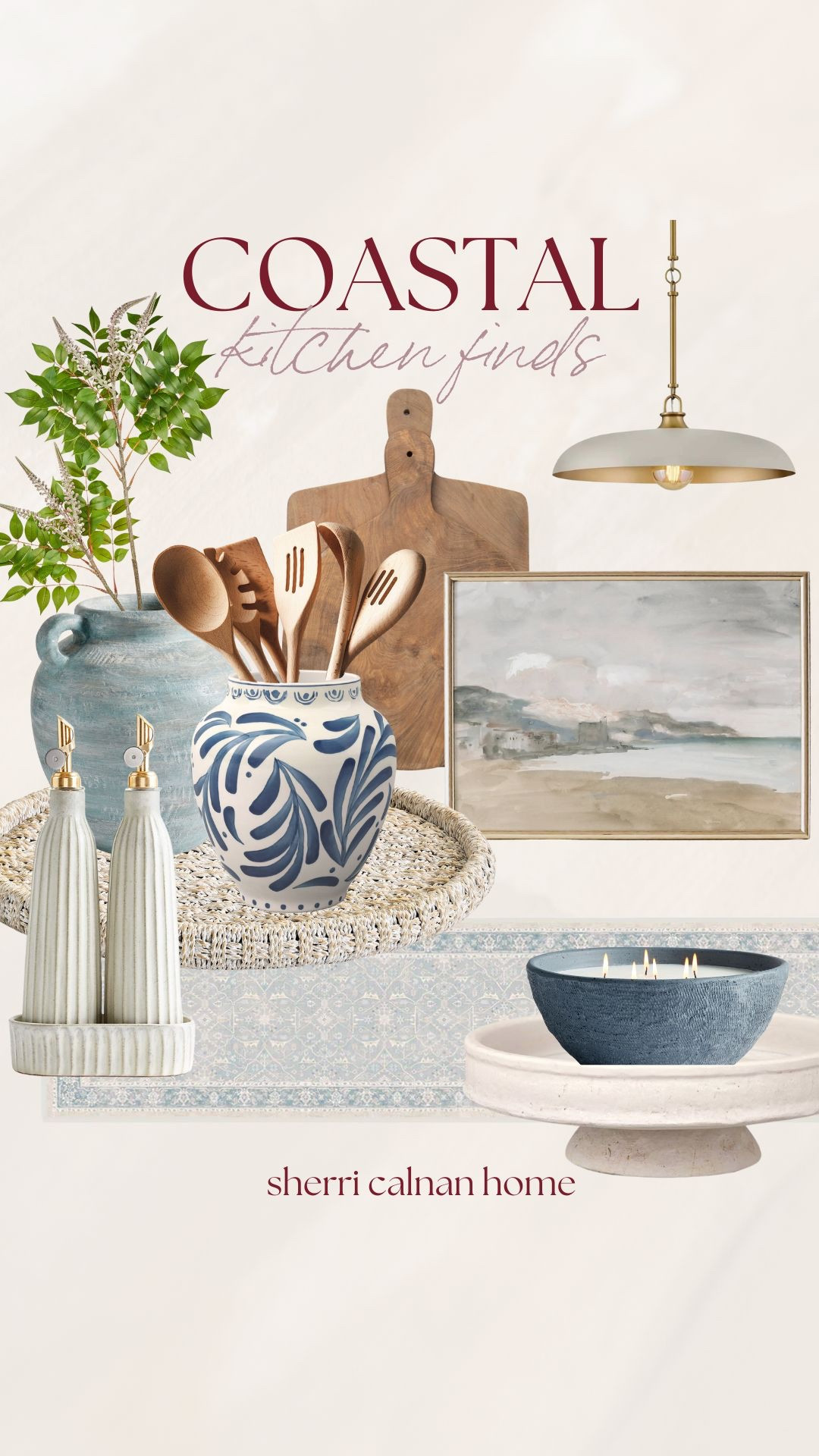 Coastal kitchen finds! A coastal kitchen styled with warm wood accents, blue and white ceramics, and soft neutral layers for an effortless coastal feel. Coastal kitchen decor, neutral kitchen styling, blue and white kitchen, coastal home style, organic kitchen decor, warm wood accents, timeless kitchen finds, Sherri calnan home

#LTKHome