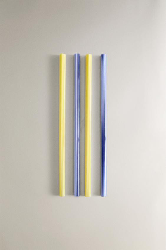SET OF STRIPED BOROSILICATE GLASS STRAWS (SET OF 4) | Zara US