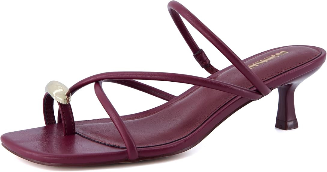 CUSHIONAIRE Maui Strappy Womens Sandals with Kitten Heels – Vegan Leather Slip On Dress Sandals... | Amazon (US)