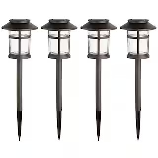 Duncan 10 Lumen Bronze LED Weather Resistant Outdoor Solar Path Light with Plastic Lens (4-Pack) | The Home Depot