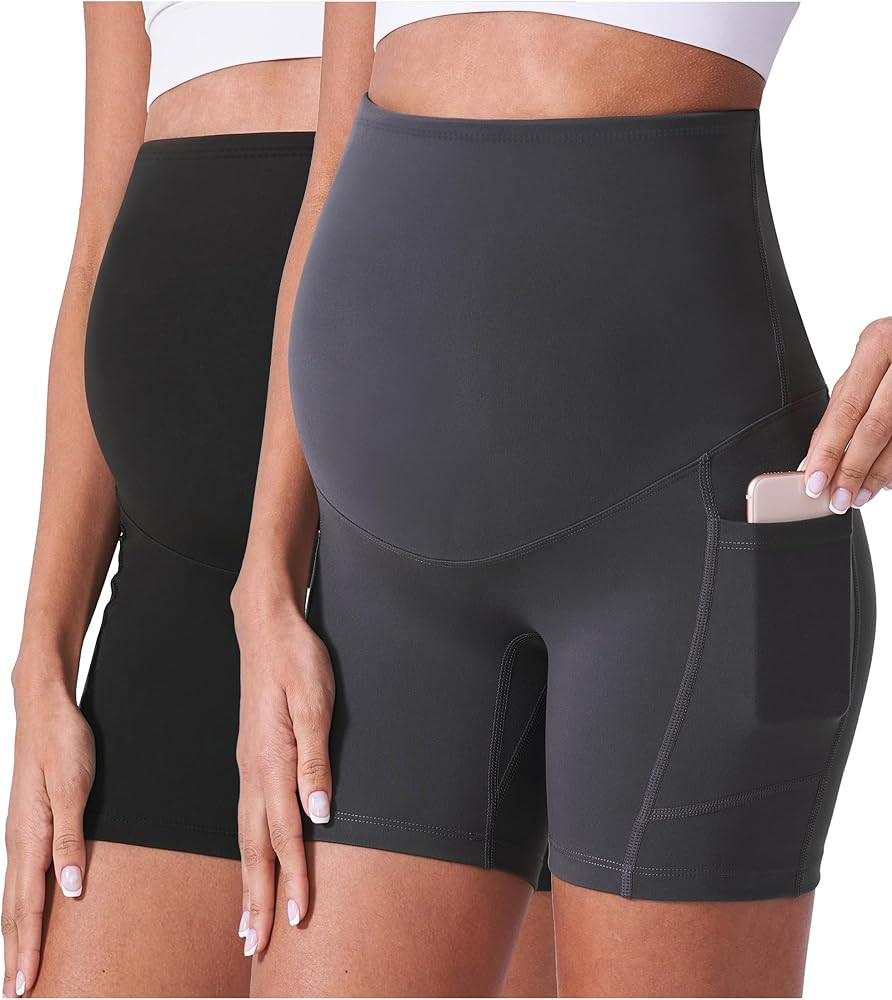POSHDIVAH Maternity Shorts for Women Over Belly Biker Workout Yoga Active Summer Pregnancy Runnin... | Amazon (US)